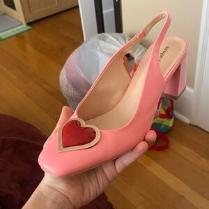 Unique Vintage Pink Heart Slingback Heels